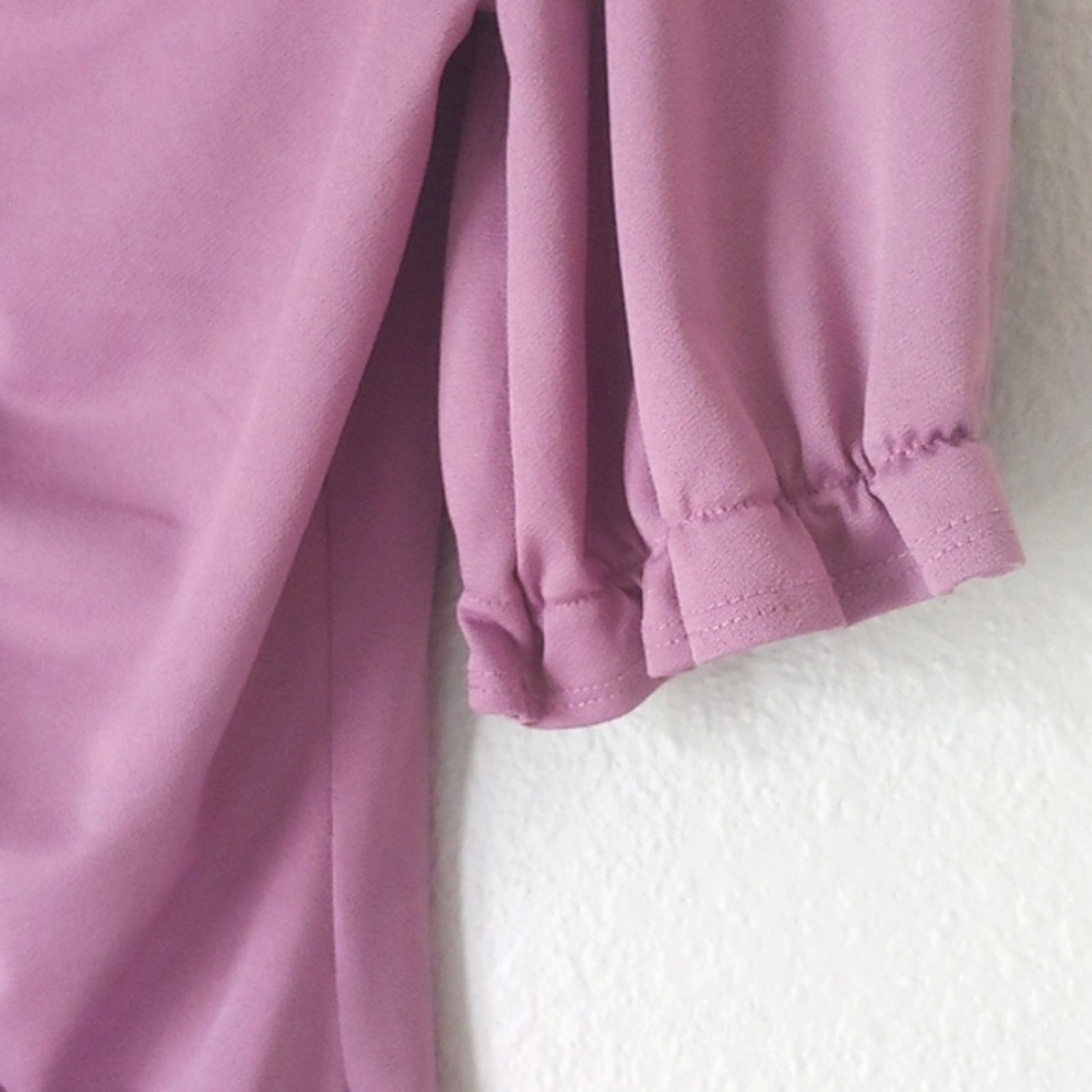 Lavender Ruched Front Blouse Top - Picture 4 of 12